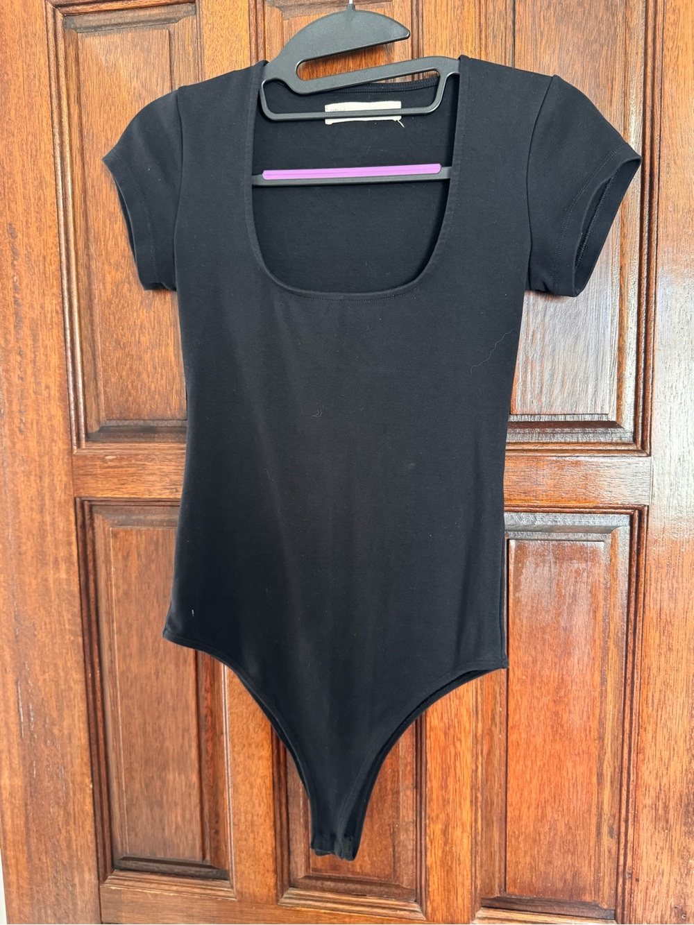 OAK Black Short-Sleeve Scoop Neck Bodysuit